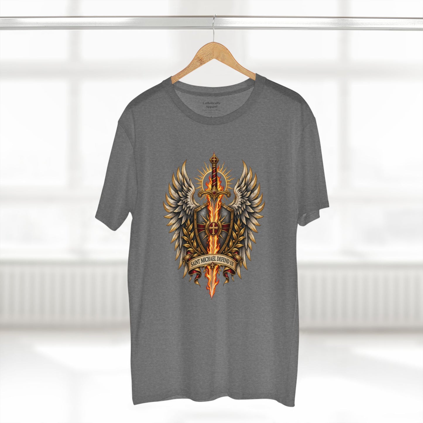 Unisex-T-Shirt „Heiliger Michael, verteidige uns“ | Katholisches Erzengel-T-Shirt
