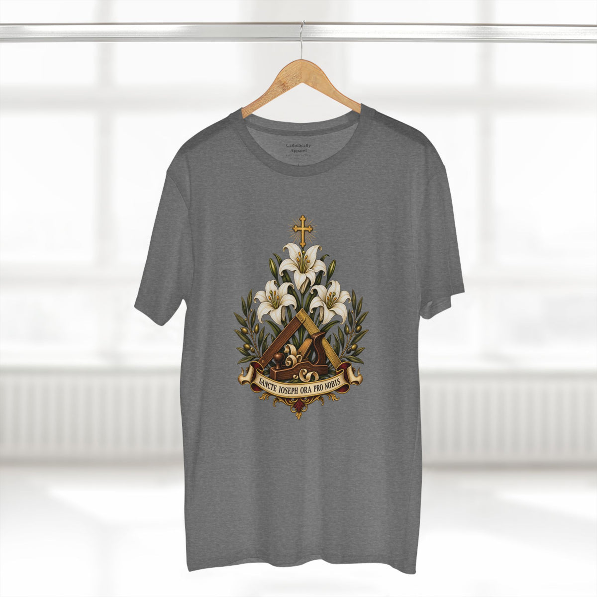 Saint Joseph Lilies Unisex T-Shirt | Catholic Carpenter Tee
