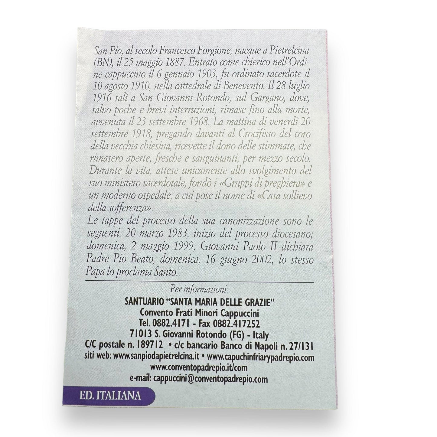 Padre Pio Holy Card - St. Pio vintage Prayer Card | Catholically