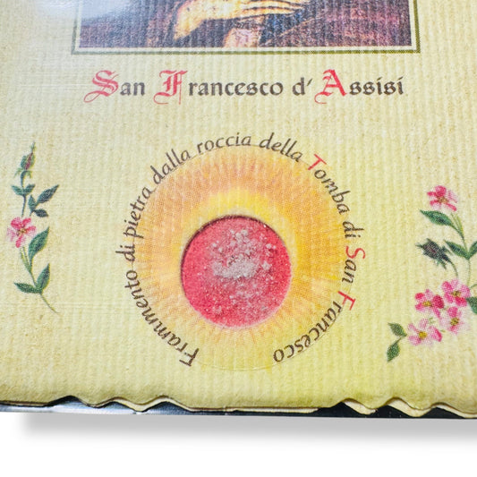 St. Francis Of Assisi 2nd Class Relic - Holy Card - Rock Fragment Of The Tomb | Catholically