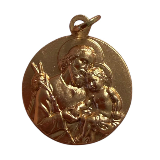 St. Joseph and Our Lady Medal – Gold-Tone Catholic Pendant | Catholically