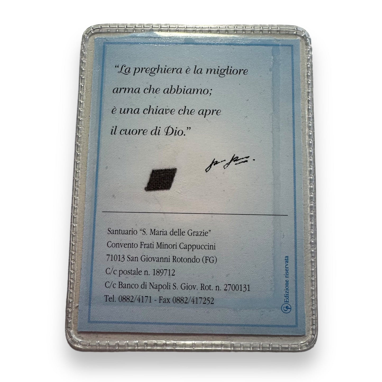 St. Padre Pio Vintage Laminated Holy Card With 2nd Class Relic Ex-Indumentis | Catholically
