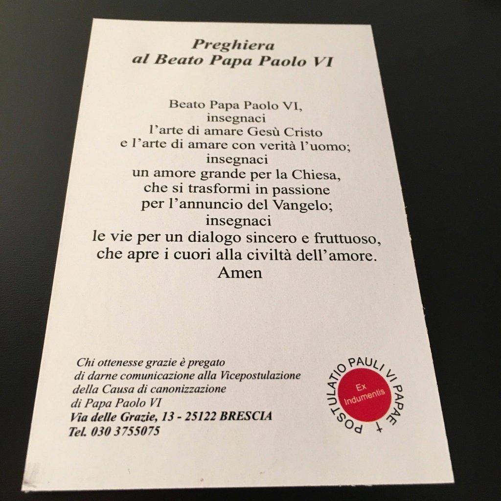 Bl. Pope Paul VI 2nd Class Relic Vestment Holy Card Ex-Indumentis | Catholically