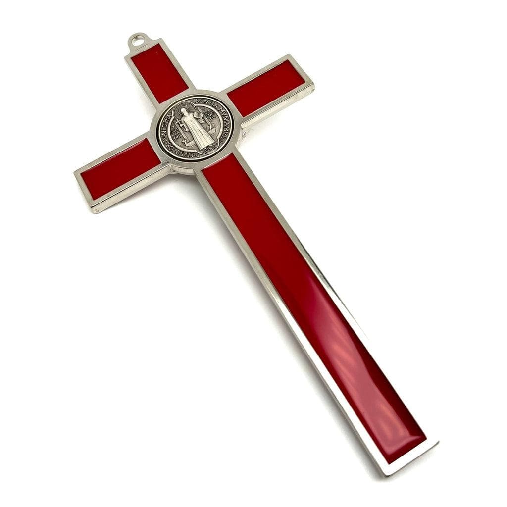 Red 7.5" St. Benedict Cross Crucifix -Exorcism -Saint -Blessed -San Benito | Catholically