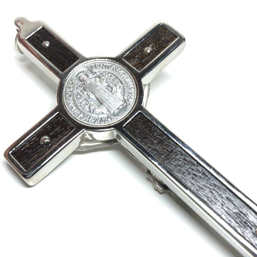 Wood 4.5" Saint St. Benedict Wall Crucifix - Exorcism- Cross - Blessed By Pope | Catholically