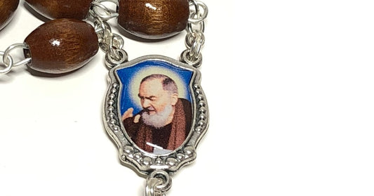 St. Padre Pio medal on a rosary
