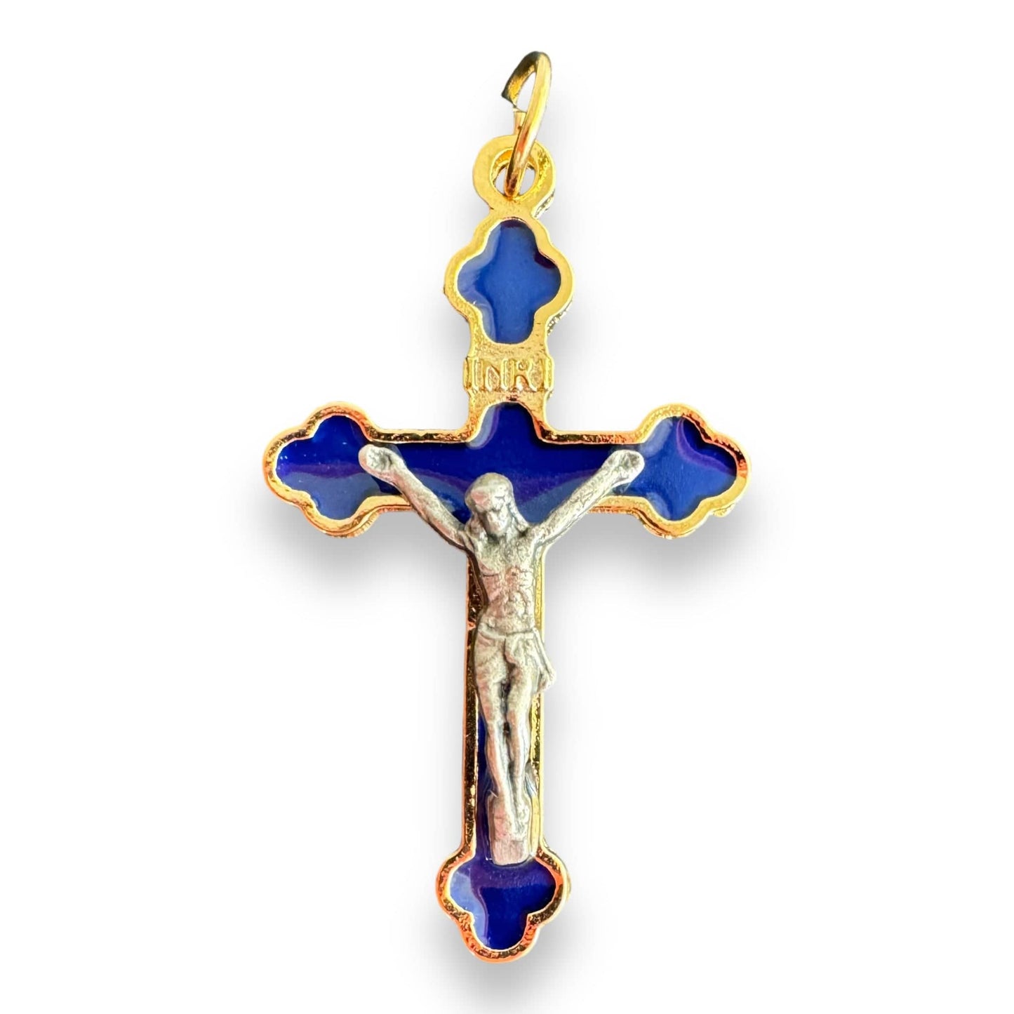 1 1/2" Blue Budded Pectoral Cross - Blessed by Pope | Catholically
