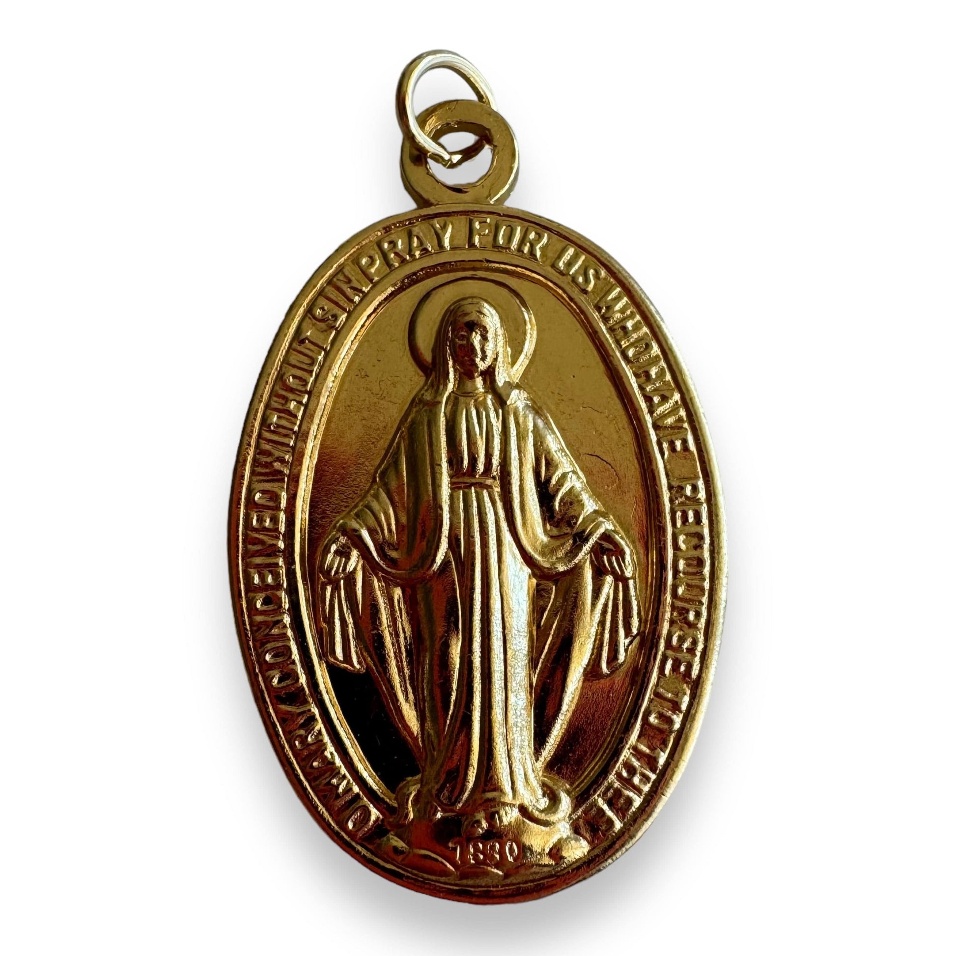 1 1/2" Golden Miraculous Medal Pendant - Blessed by Pope | Catholically
