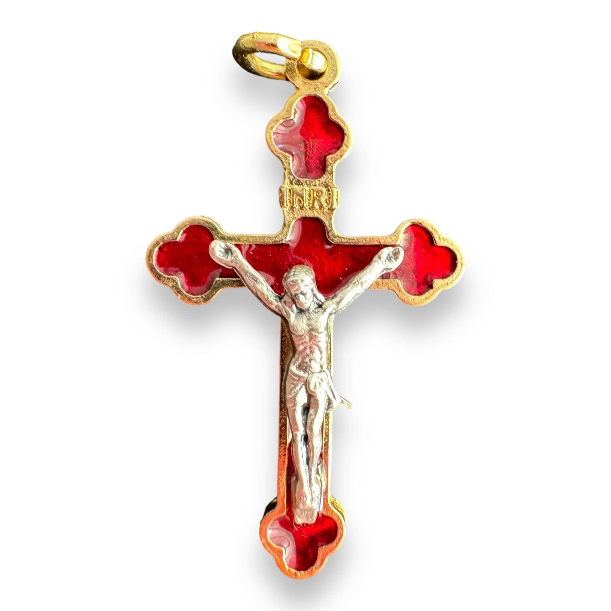 1 1/2" Red Budded Pectoral Cross - Blessed by Pope | Catholically