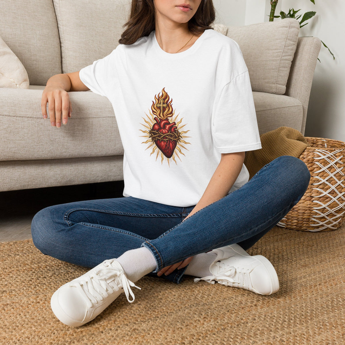 Sacred Heart of Jesus Vintage Unisex T-Shirt | Catholic Heritage Tee