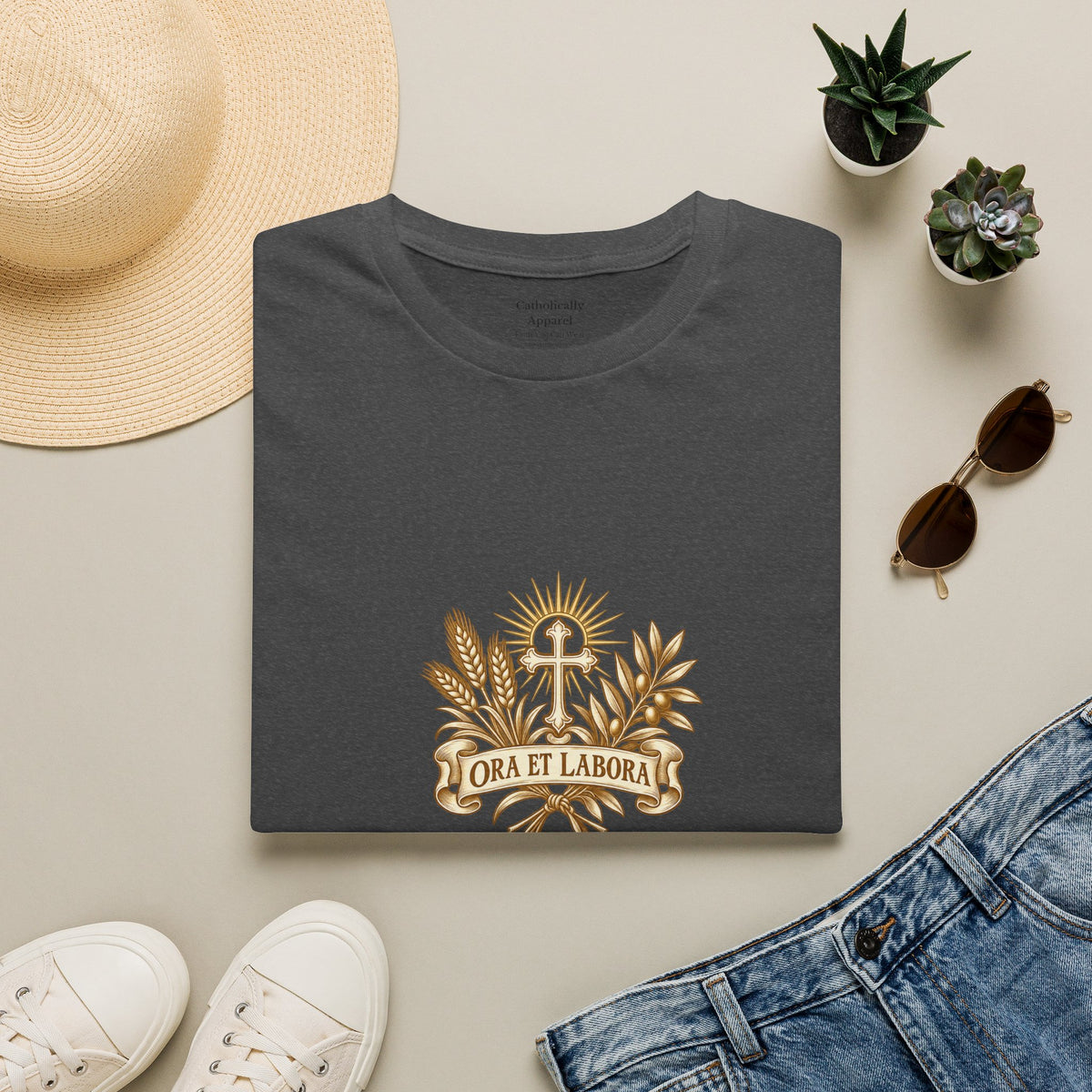Ora et Labora Vintage Unisex T-Shirt | Benedictine Catholic Tee