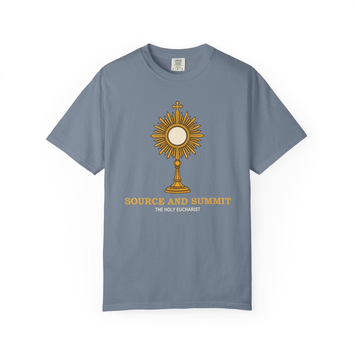 Camiseta «La Eucaristía, fuente y cumbre», camiseta católica con custodia, camiseta de adoración, regalo para la Primera Comunión