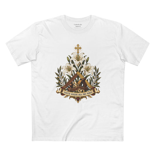Saint Joseph Lilies Unisex T-Shirt | Catholic Carpenter Tee