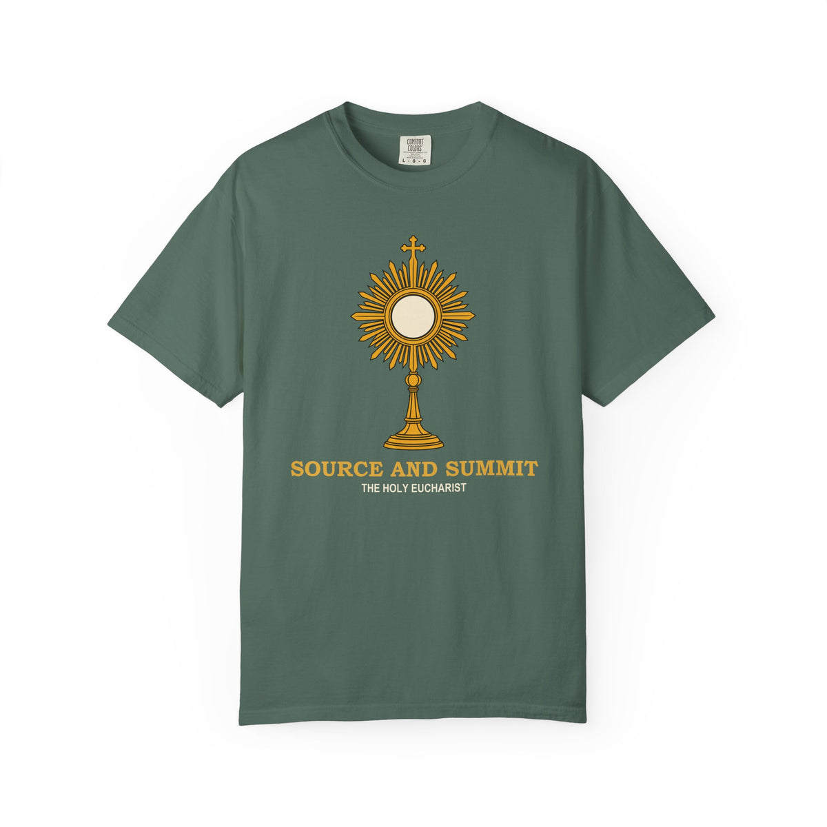 Camiseta «La Eucaristía, fuente y cumbre», camiseta católica con custodia, camiseta de adoración, regalo para la Primera Comunión