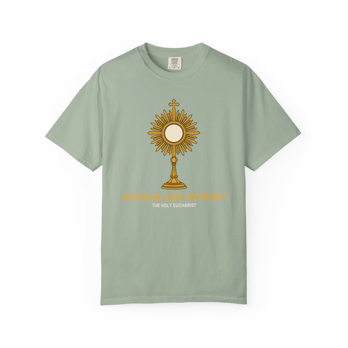 Camiseta «La Eucaristía, fuente y cumbre», camiseta católica con custodia, camiseta de adoración, regalo para la Primera Comunión