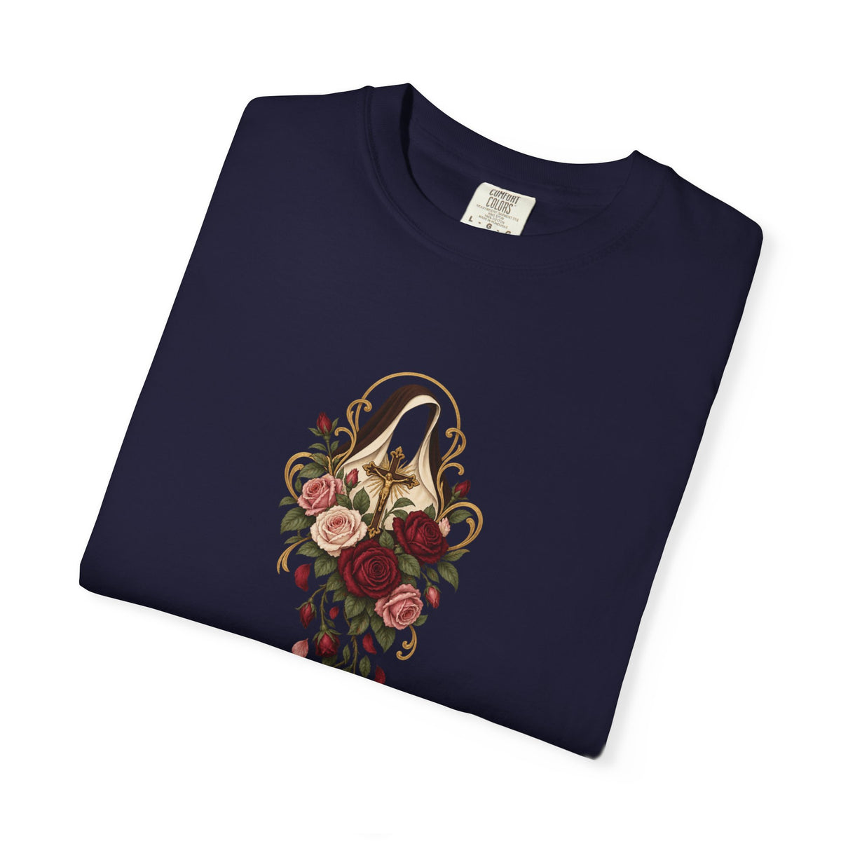 T-Shirt der heiligen Therese von Lisieux, katholisches T-Shirt zum kleinen Weg, Blumen-Shirt mit Heiligenmotiv, katholisches Geschenk für Frauen