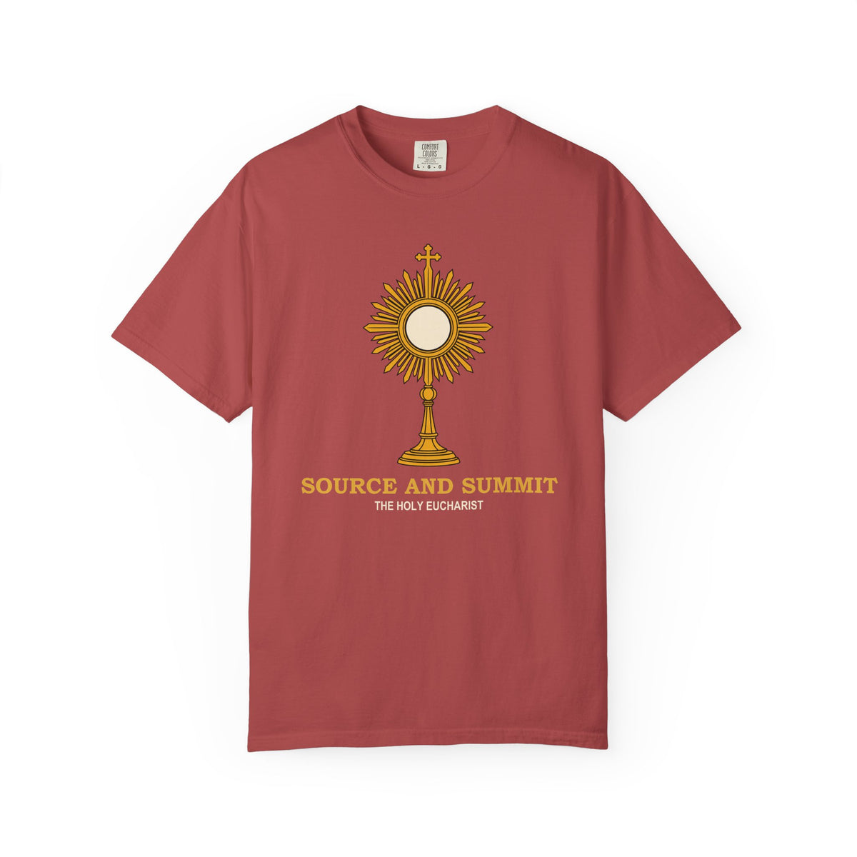 Camiseta «La Eucaristía, fuente y cumbre», camiseta católica con custodia, camiseta de adoración, regalo para la Primera Comunión