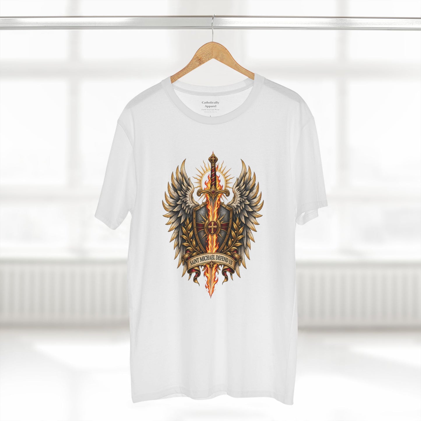 Unisex-T-Shirt „Heiliger Michael, verteidige uns“ | Katholisches Erzengel-T-Shirt