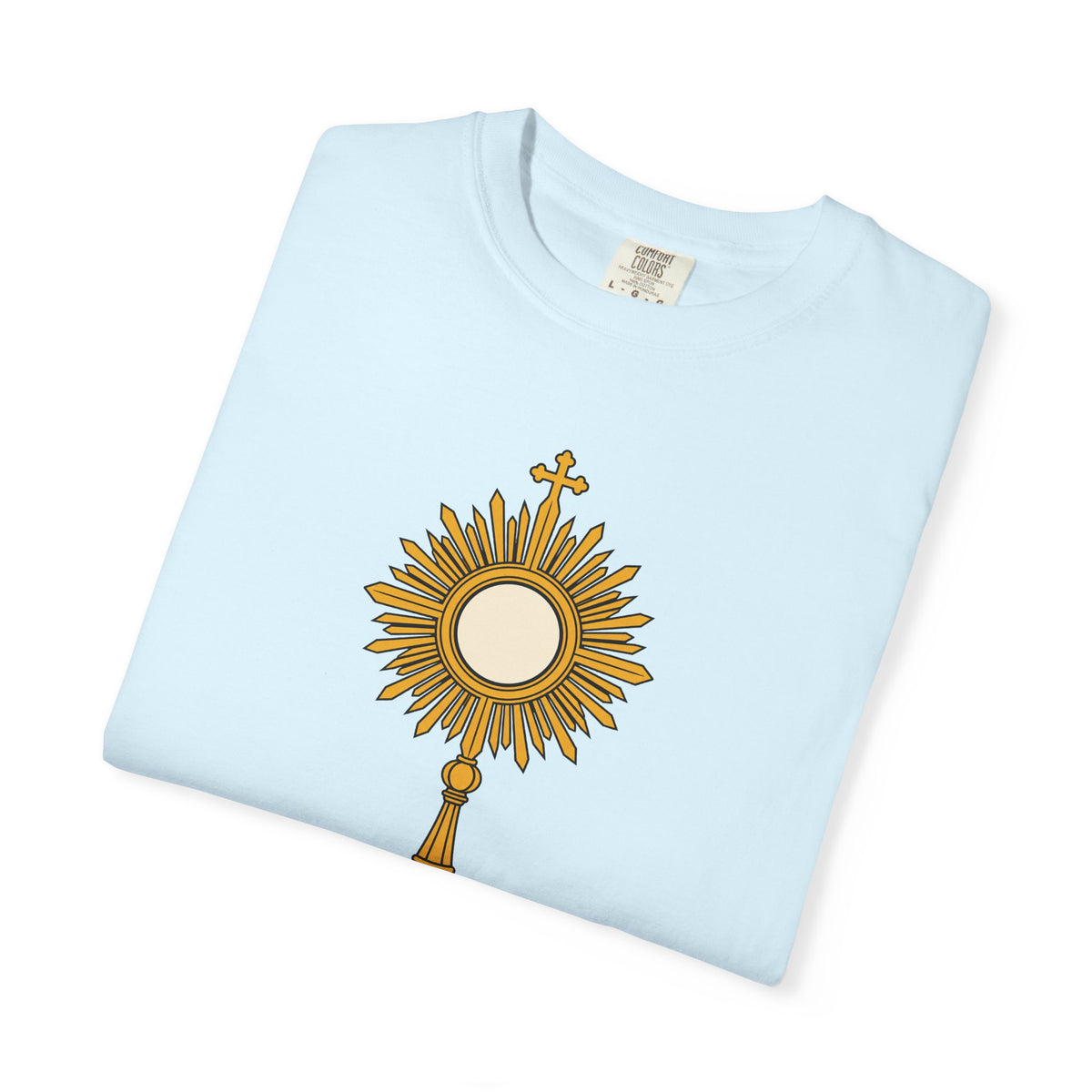 Camiseta «La Eucaristía, fuente y cumbre», camiseta católica con custodia, camiseta de adoración, regalo para la Primera Comunión