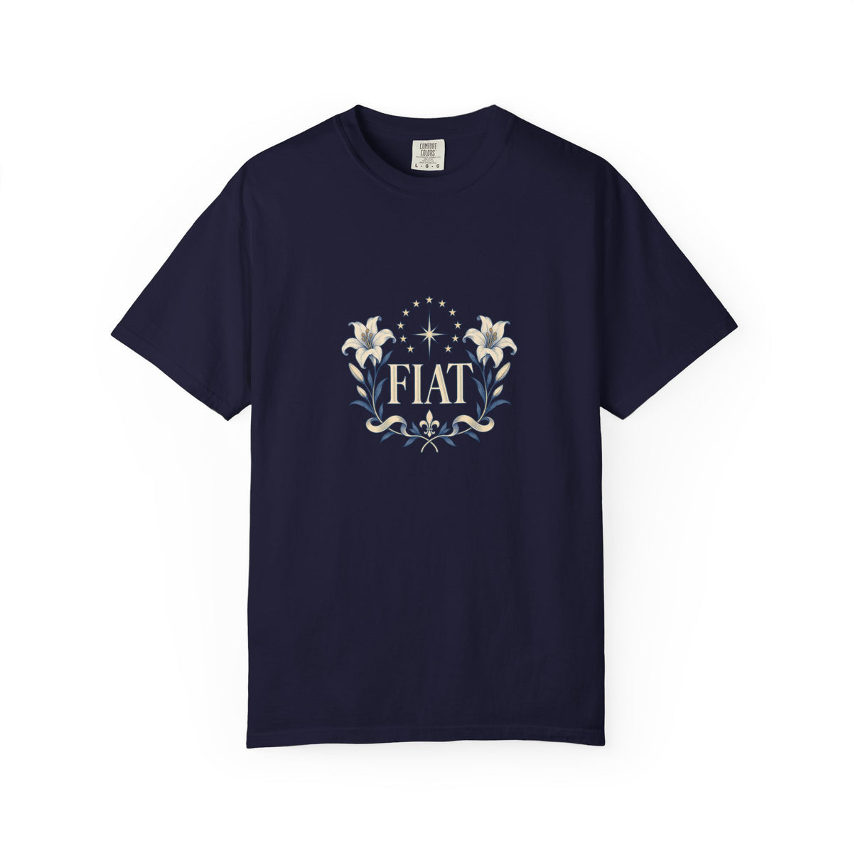 Camiseta unisex Fiat con lirios marianos | Camiseta católica de Nuestra Señora