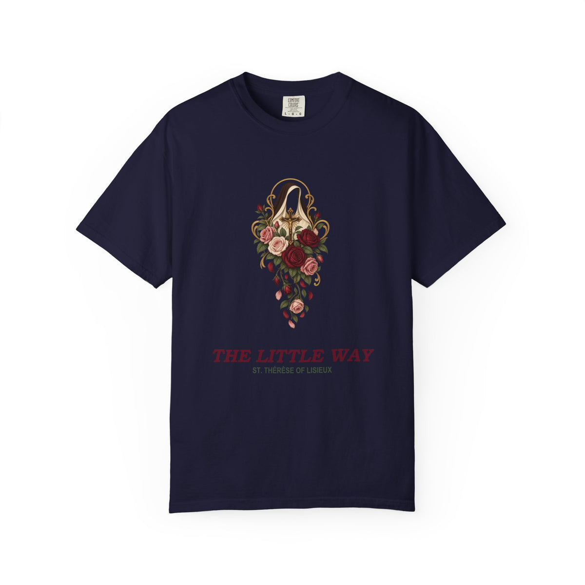 T-Shirt der heiligen Therese von Lisieux, katholisches T-Shirt zum kleinen Weg, Blumen-Shirt mit Heiligenmotiv, katholisches Geschenk für Frauen