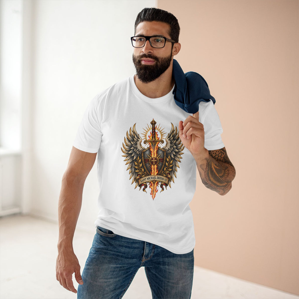 Unisex-T-Shirt „Heiliger Michael, verteidige uns“ | Katholisches Erzengel-T-Shirt