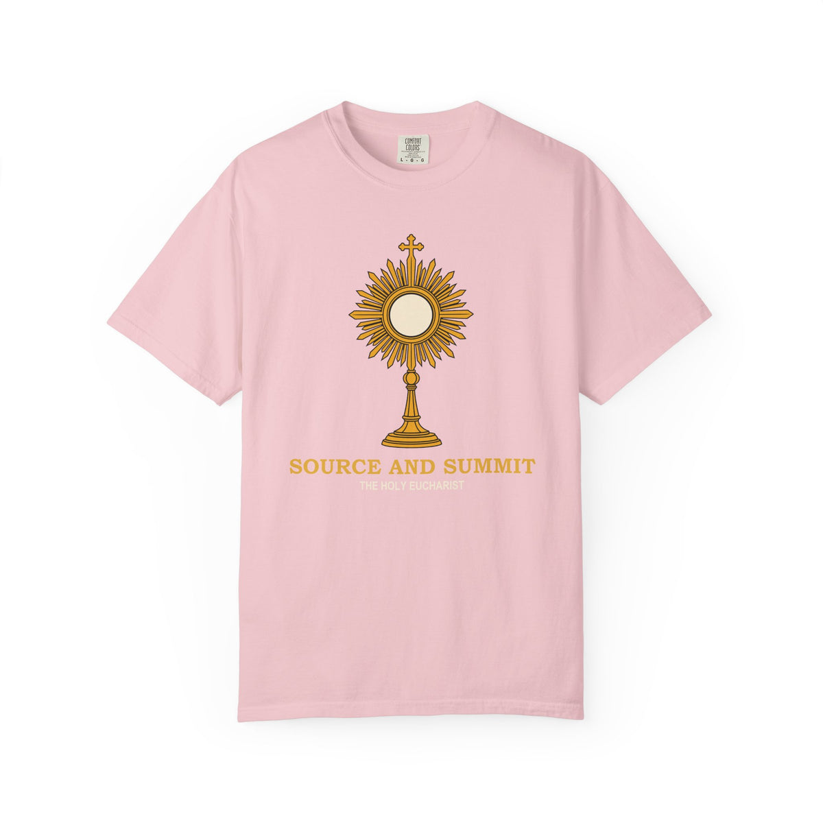 Camiseta «La Eucaristía, fuente y cumbre», camiseta católica con custodia, camiseta de adoración, regalo para la Primera Comunión