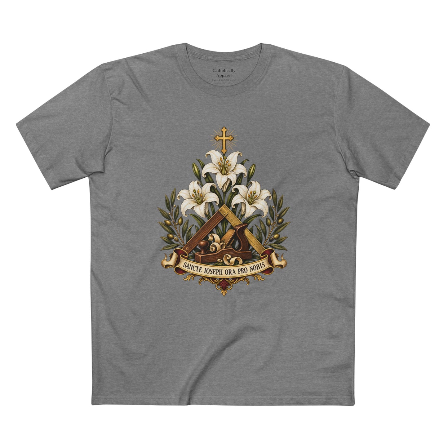 Saint Joseph Lilies Unisex T-Shirt | Catholic Carpenter Tee