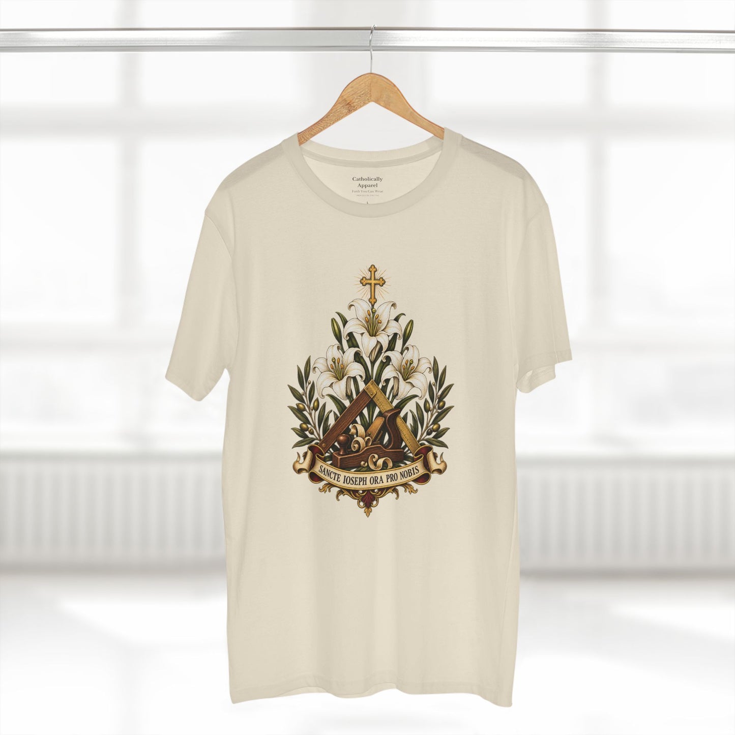 Saint Joseph Lilies Unisex T-Shirt | Catholic Carpenter Tee