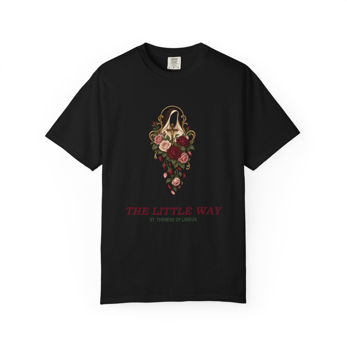 T-Shirt der heiligen Therese von Lisieux, katholisches T-Shirt zum kleinen Weg, Blumen-Shirt mit Heiligenmotiv, katholisches Geschenk für Frauen