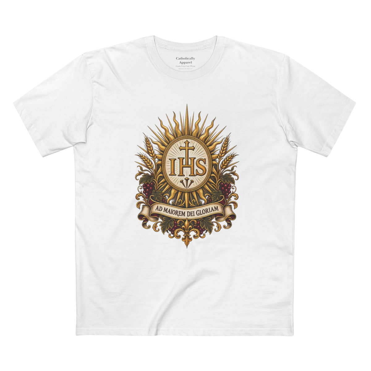 Ad Maiorem Dei Gloriam IHS Unisex-T-Shirt | Katholisches Jesuiten-T-Shirt