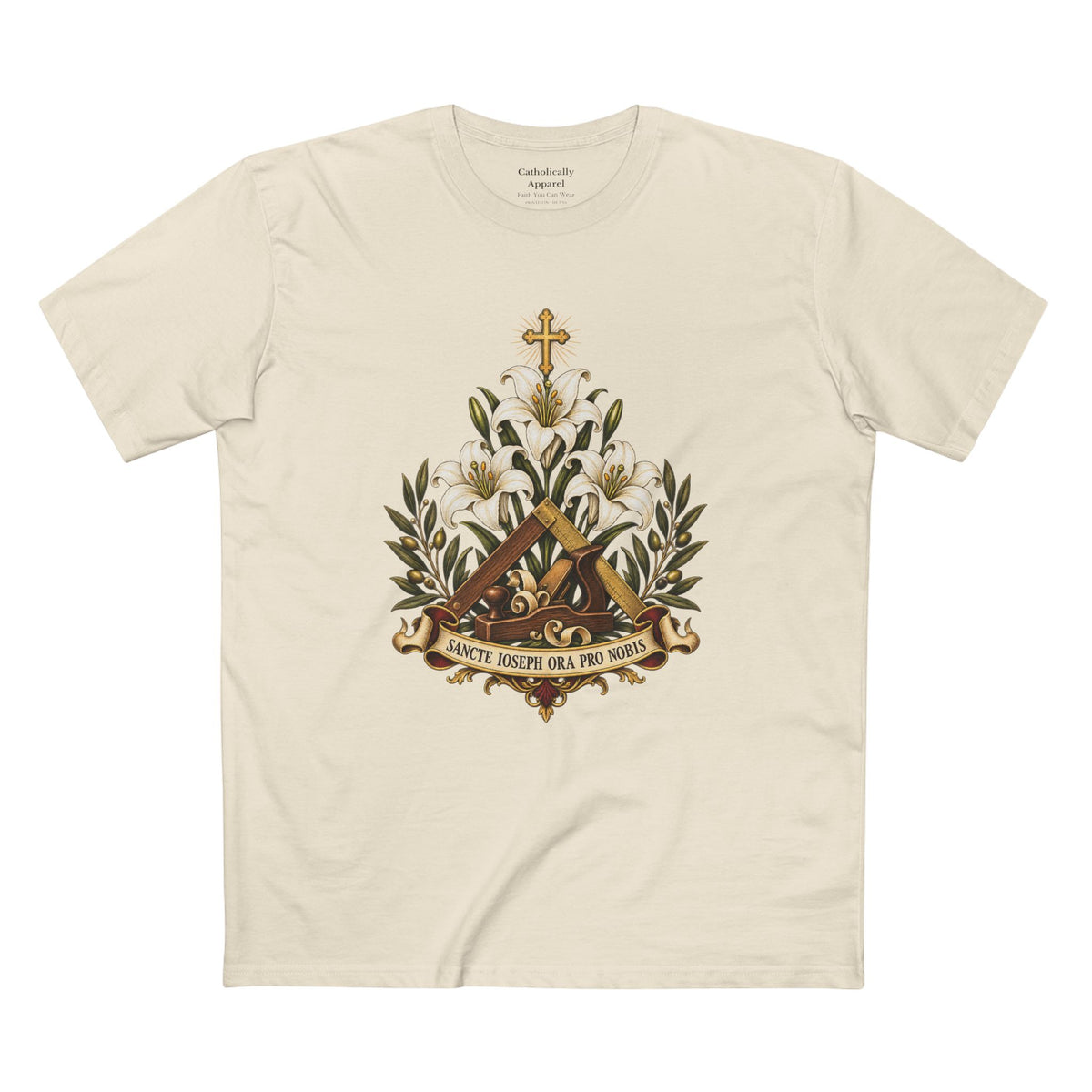 Saint Joseph Lilies Unisex T-Shirt | Catholic Carpenter Tee
