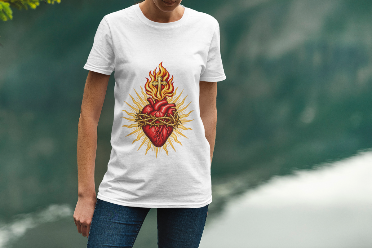 Vintage-Unisex-T-Shirt „Heiligstes Herz Jesu“ | Katholisches Heritage-Shirt