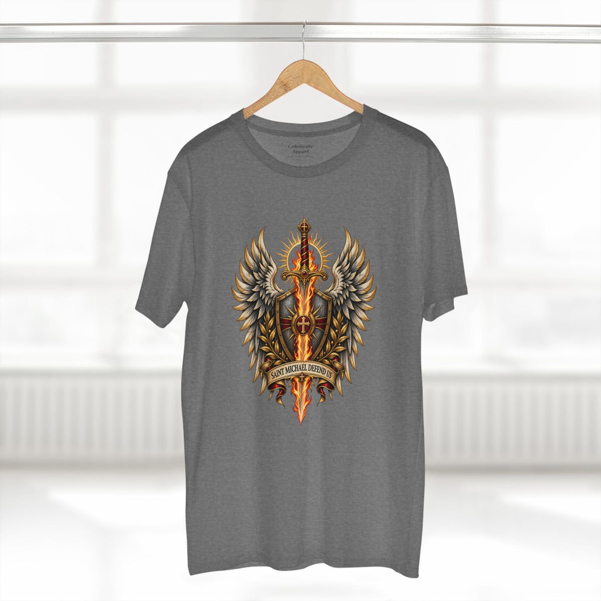 Unisex-T-Shirt „Heiliger Michael, verteidige uns“ | Katholisches Erzengel-T-Shirt