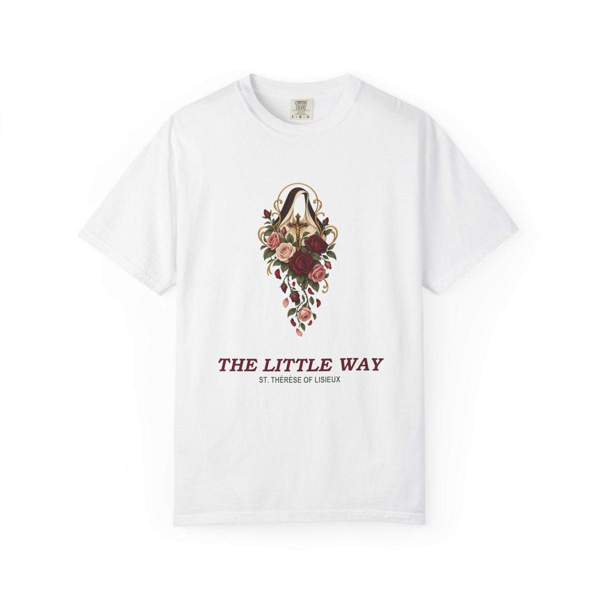 T-Shirt der heiligen Therese von Lisieux, katholisches T-Shirt zum kleinen Weg, Blumen-Shirt mit Heiligenmotiv, katholisches Geschenk für Frauen