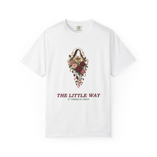 Saint Thérèse of Lisieux Shirt, The Little Way Catholic T-Shirt, Floral Saint Tee, Catholic Gift for Women