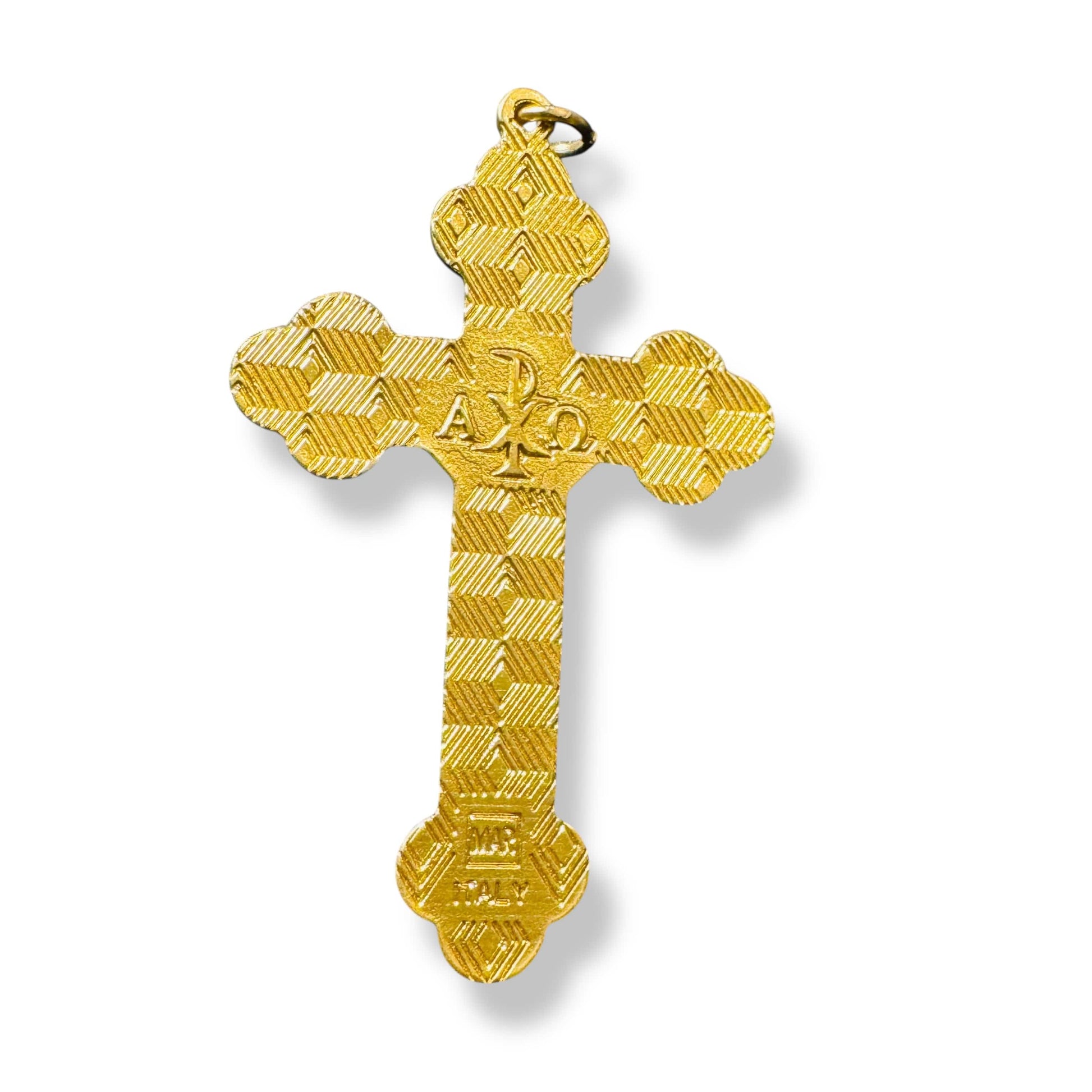 3" Red Budded Pectoral Cross - Crucifix - Blessed By Pope - First Communion | Catholically