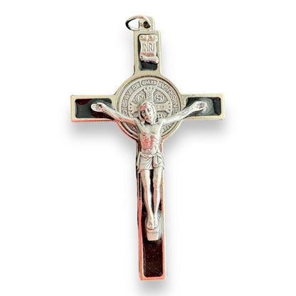 3" St. Benedict Crucifix with Black Enamel Inlay - Blessed by Pope | Catholically