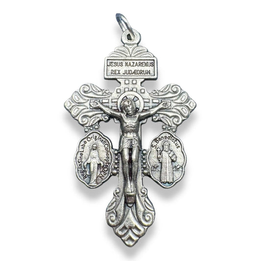 3-Way Pardon Indulgence Crucifix w/ St. Benedict & Miraculous Medals | Catholically