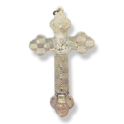 3" White Budded Pectoral Cross - Crucifix - Blessed By Pope - First Communion | Catholically