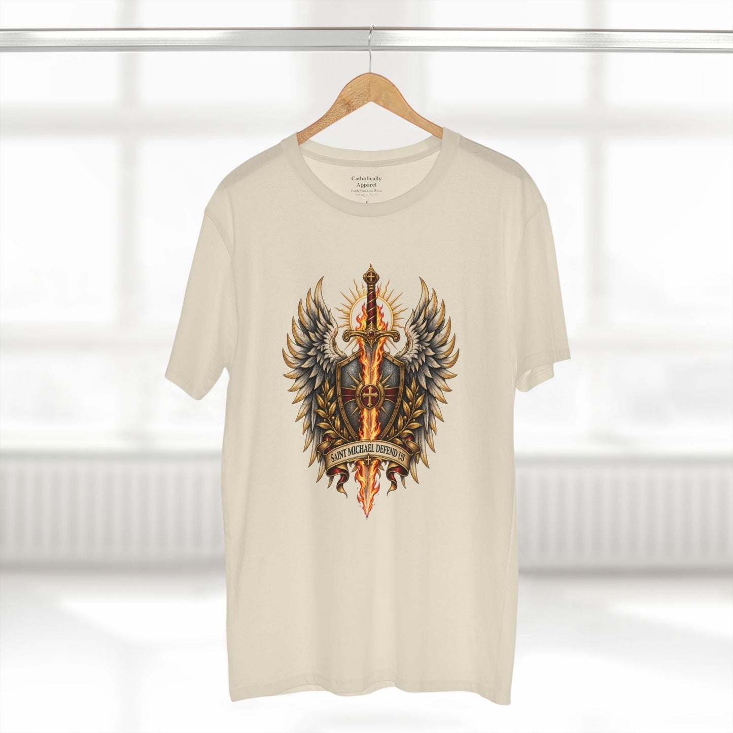 Unisex-T-Shirt „Heiliger Michael, verteidige uns“ | Katholisches Erzengel-T-Shirt