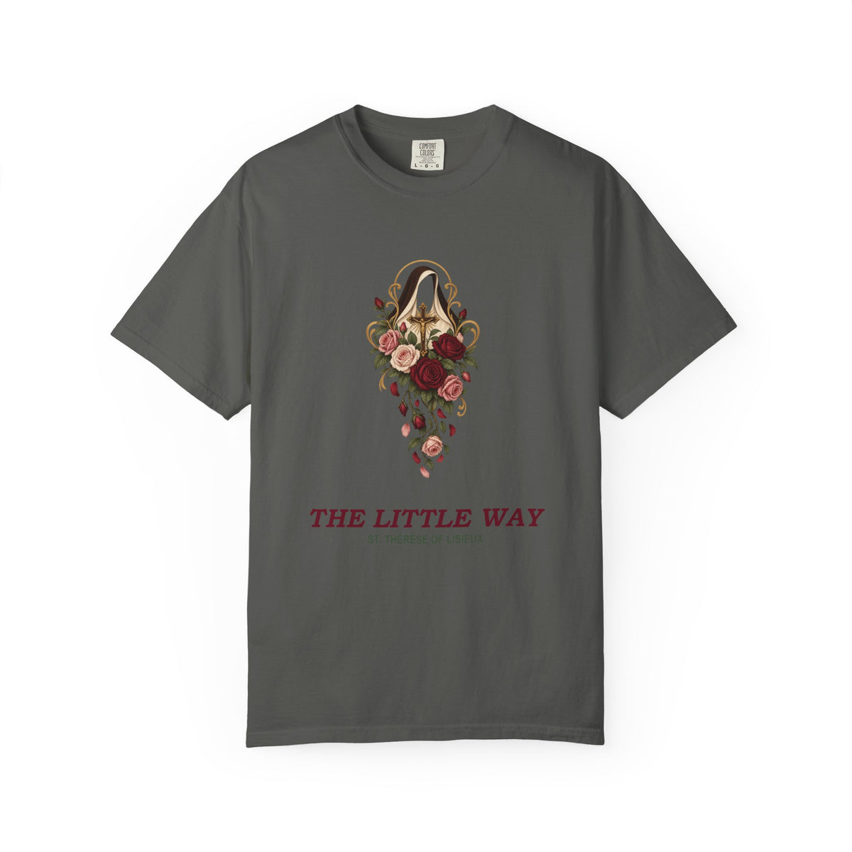 T-Shirt der heiligen Therese von Lisieux, katholisches T-Shirt zum kleinen Weg, Blumen-Shirt mit Heiligenmotiv, katholisches Geschenk für Frauen