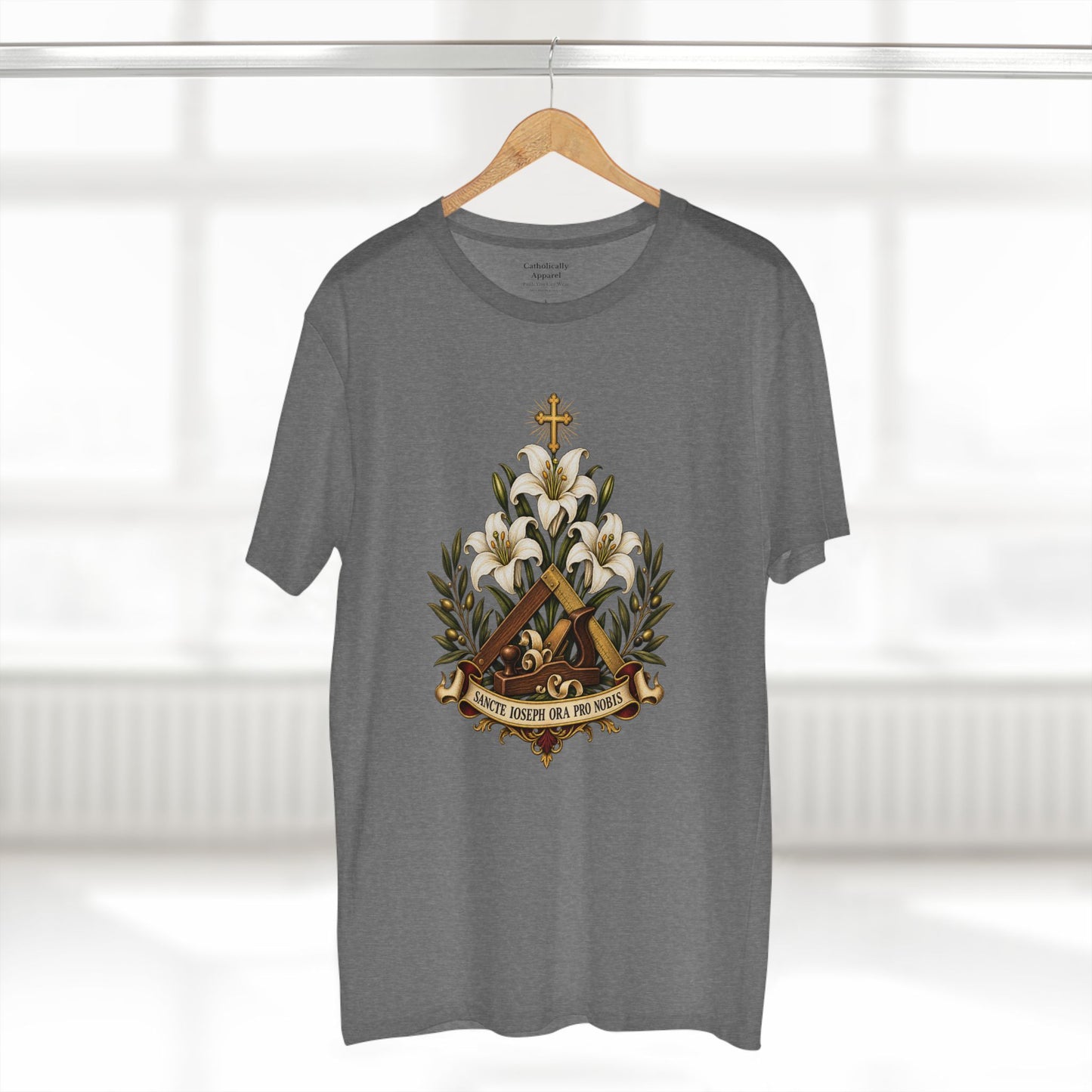 Saint Joseph Lilies Unisex T-Shirt | Catholic Carpenter Tee
