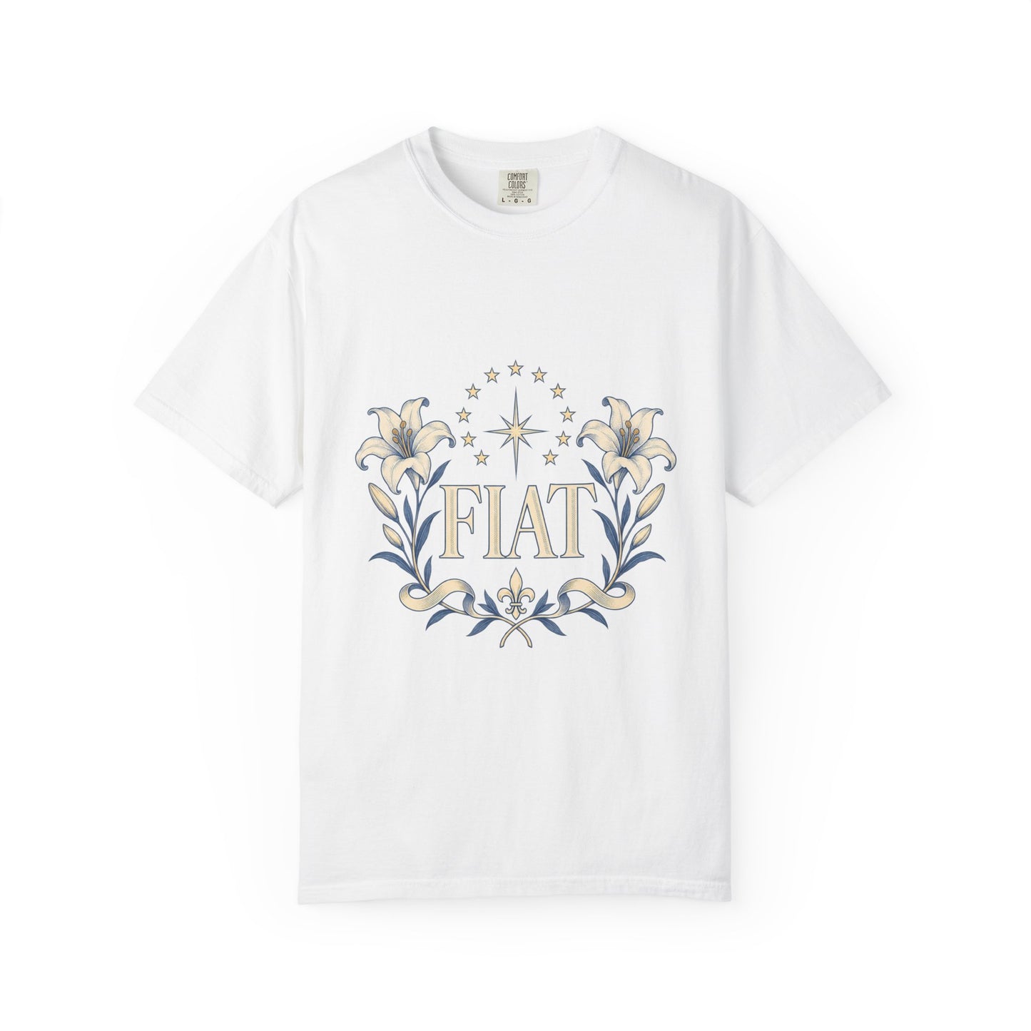 Camiseta unisex Fiat con lirios marianos | Camiseta católica de Nuestra Señora