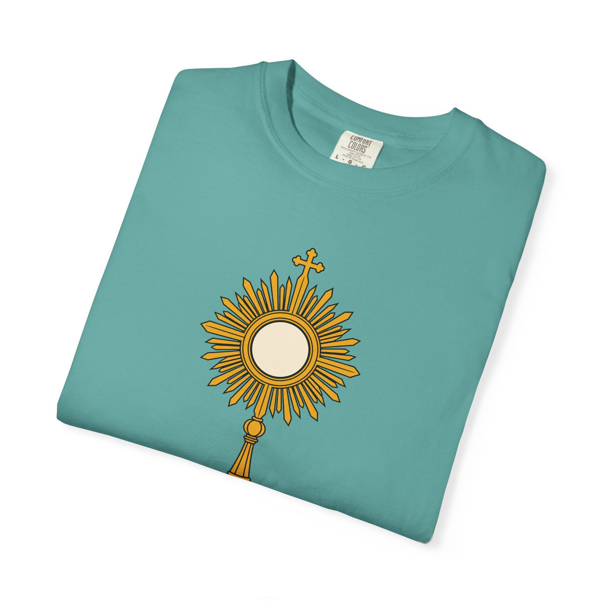 Camiseta «La Eucaristía, fuente y cumbre», camiseta católica con custodia, camiseta de adoración, regalo para la Primera Comunión