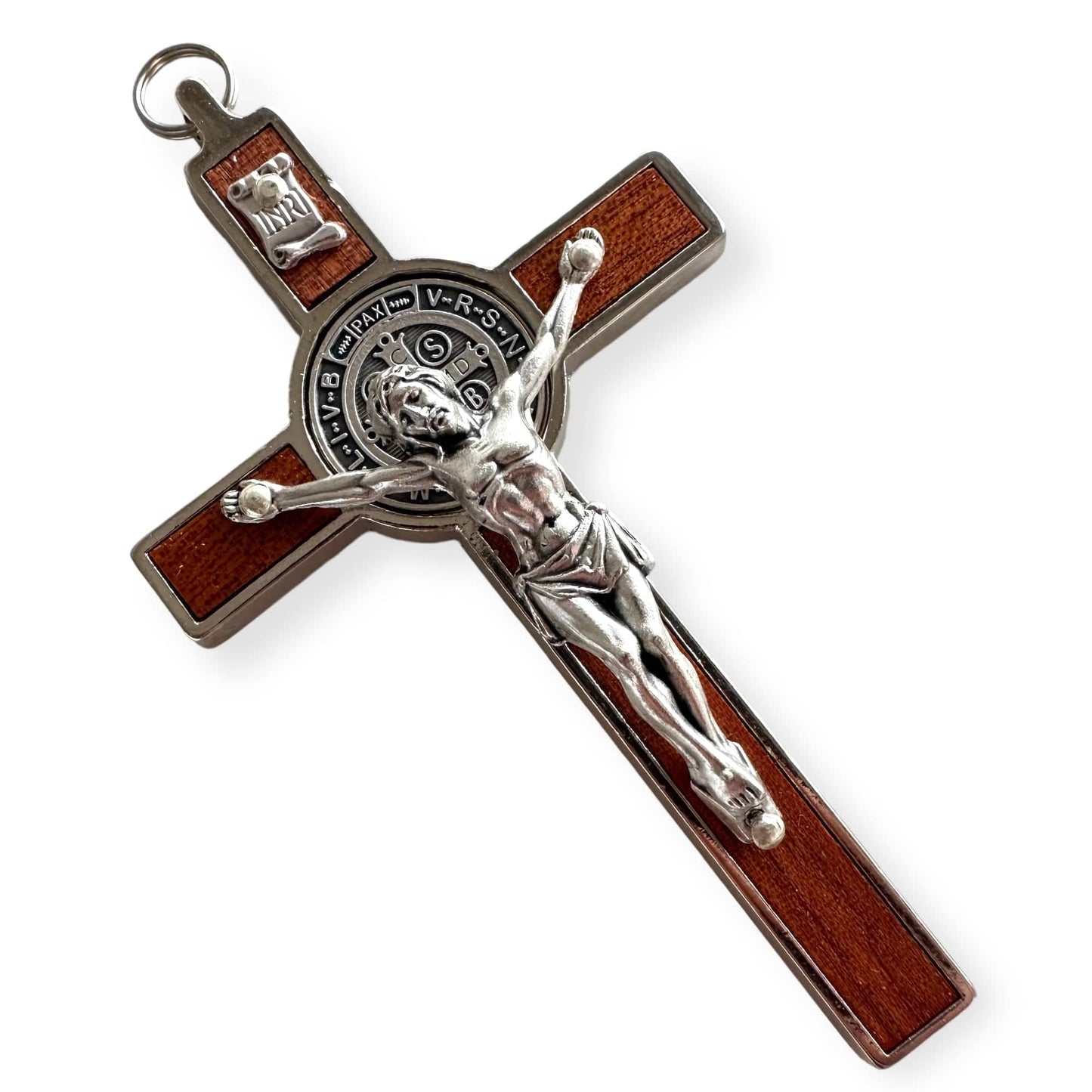 5" Wooden St. Benedict Wall Crucifix - Exorcism- Cross - Blessed By Pope | Catholically