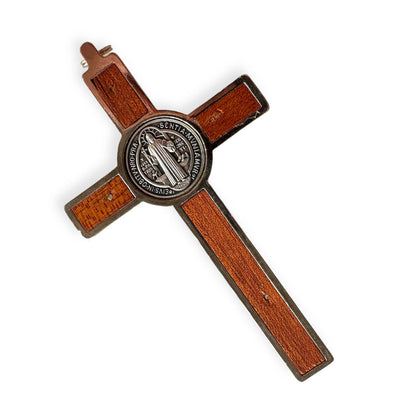 5" Wooden St. Benedict Wall Crucifix - Exorcism- Cross - Blessed By Pope | Catholically