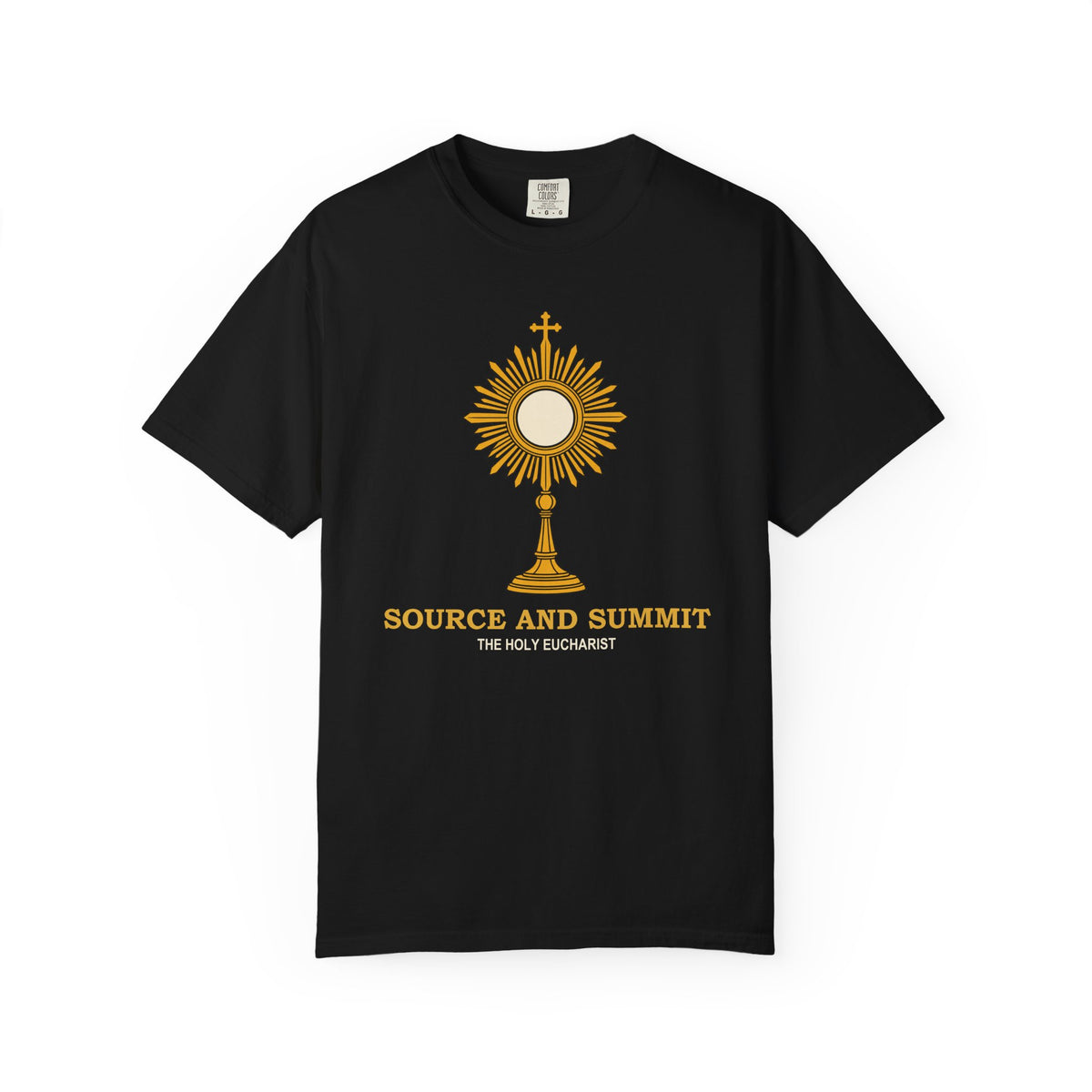 Camiseta «La Eucaristía, fuente y cumbre», camiseta católica con custodia, camiseta de adoración, regalo para la Primera Comunión