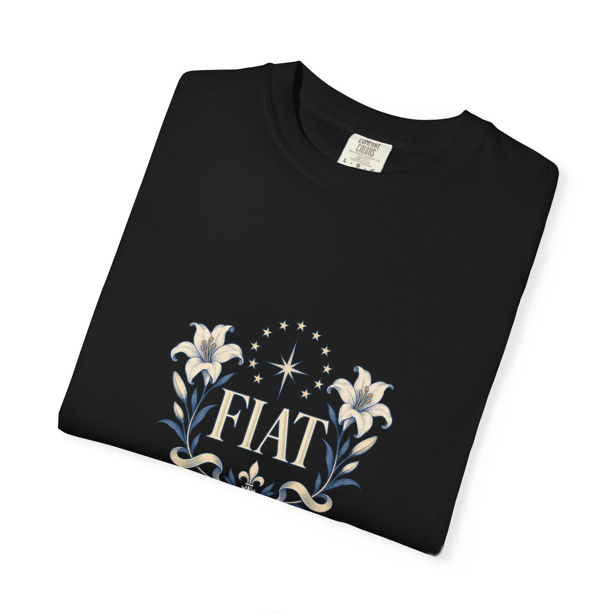 Camiseta unisex Fiat con lirios marianos | Camiseta católica de Nuestra Señora