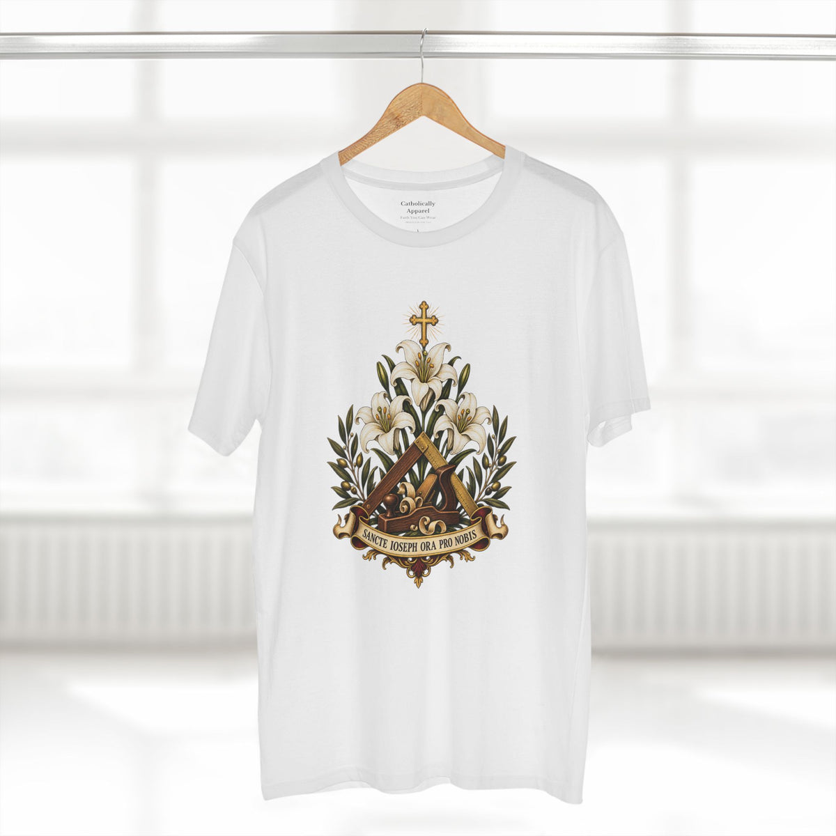 Saint Joseph Lilies Unisex T-Shirt | Catholic Carpenter Tee